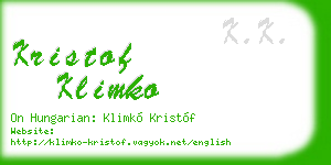 kristof klimko business card
