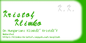 kristof klimko business card